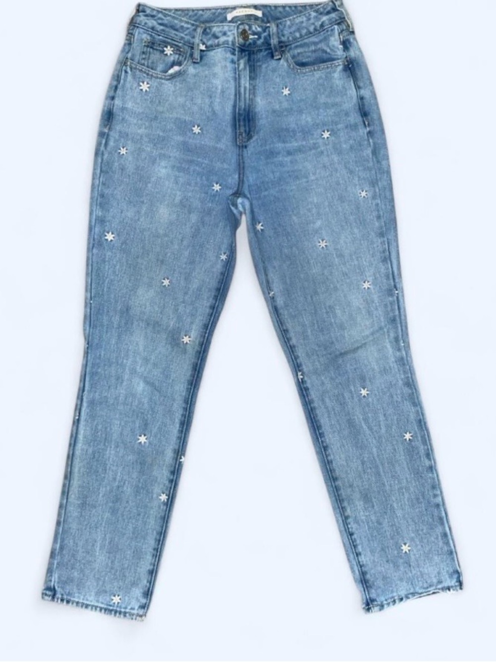 PacSun Women’s Daisy Embroidered Jeans Light Wash Denim High Rise Straight Leg